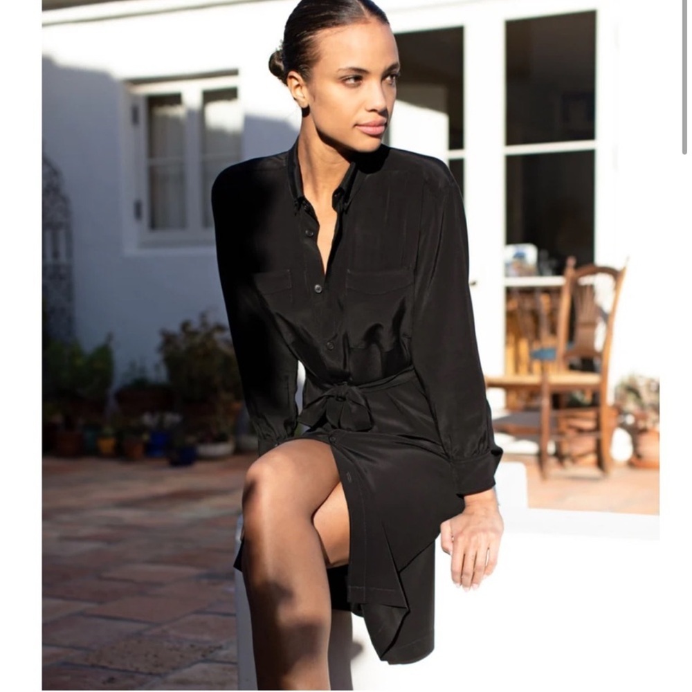 Emerson Fry Ry Button Shirtdress Midi Black Size Large Missing Belt
